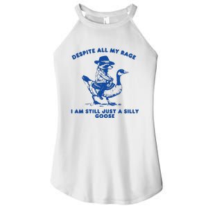 Despite All My Rage I Am Still A Silly Goose Meme Cowboy Raccoon Women's Perfect Tri Rocker Tank