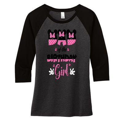 Dad And Mom Birthday Girl Mouse Family Matching Women's Tri-Blend 3/4-Sleeve Raglan Shirt