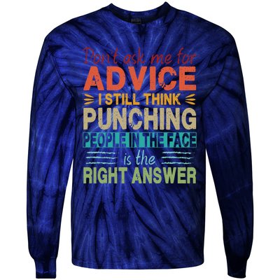 Don't Ask Me For Advice Retro Tie-Dye Long Sleeve Shirt