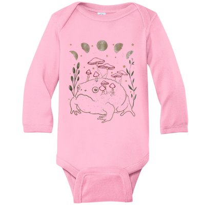 Dark Academia Moon Witchy Goblincore Aesthetic Frog Baby Long Sleeve Bodysuit