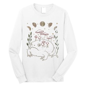 Dark Academia Moon Witchy Goblincore Aesthetic Frog Long Sleeve Shirt