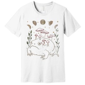 Dark Academia Moon Witchy Goblincore Aesthetic Frog Premium T-Shirt