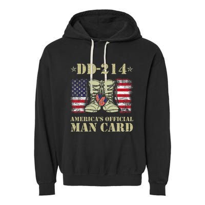 Dd214 Americas Man Card Veteran Day Served Flag Garment-Dyed Fleece Hoodie