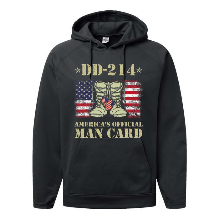 Dd214 Americas Man Card Veteran Day Served Flag Performance Fleece Hoodie