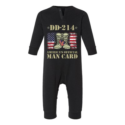 Dd214 Americas Man Card Veteran Day Served Flag Infant Fleece One Piece