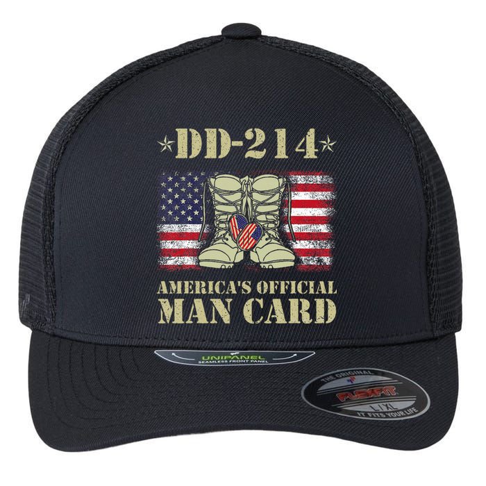 Dd214 Americas Man Card Veteran Day Served Flag Flexfit Unipanel Trucker Cap