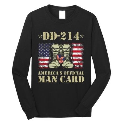 Dd214 Americas Man Card Veteran Day Served Flag Long Sleeve Shirt