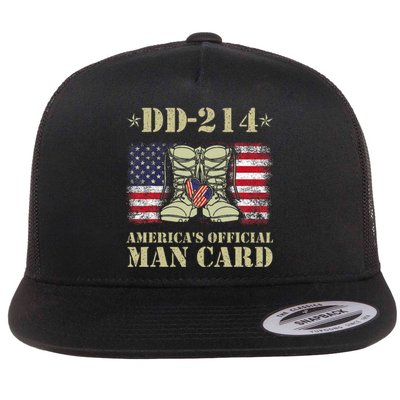 Dd214 Americas Man Card Veteran Day Served Flag Flat Bill Trucker Hat