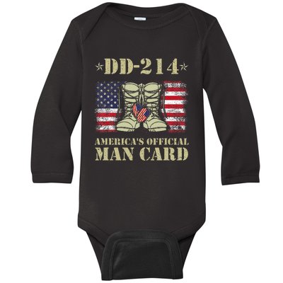 Dd214 Americas Man Card Veteran Day Served Flag Baby Long Sleeve Bodysuit