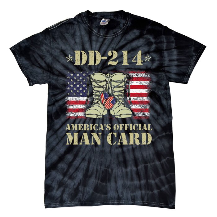 Dd214 Americas Man Card Veteran Day Served Flag Tie-Dye T-Shirt