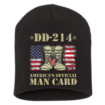 Dd214 Americas Man Card Veteran Day Served Flag Short Acrylic Beanie