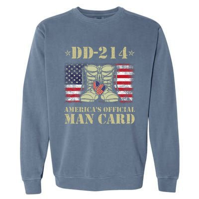 Dd214 Americas Man Card Veteran Day Served Flag Garment-Dyed Sweatshirt