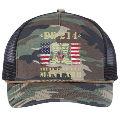 Dd214 Americas Man Card Veteran Day Served Flag Retro Rope Trucker Hat Cap