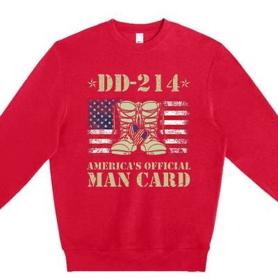 Dd214 Americas Man Card Veteran Day Served Flag Premium Crewneck Sweatshirt