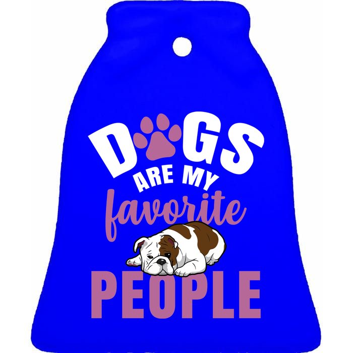 Dogs Are My Favorite People French Bulldog Gift Ceramic Bell Ornament