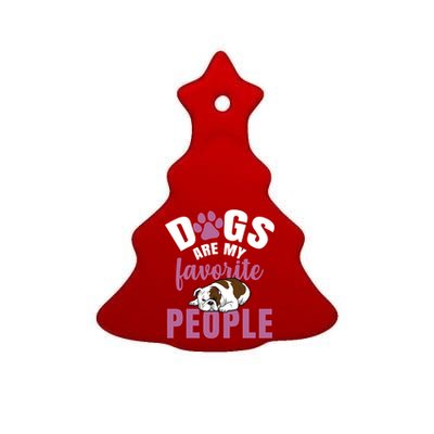 Dogs Are My Favorite People French Bulldog Gift Ceramic Tree Ornament