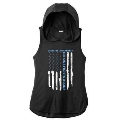 Diabetes Awareness Month American Flag Warrior T1 T2 Ladies PosiCharge Tri-Blend Wicking Draft Hoodie Tank