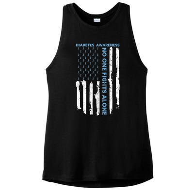 Diabetes Awareness Month American Flag Warrior T1 T2 Ladies PosiCharge Tri-Blend Wicking Tank