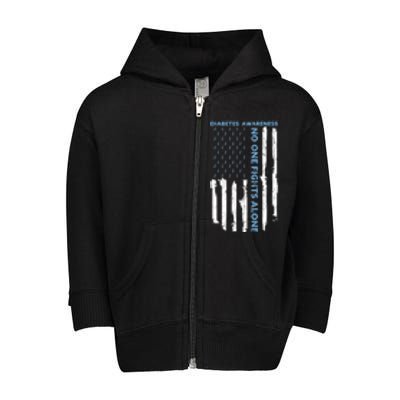 Diabetes Awareness Month American Flag Warrior T1 T2 Toddler Zip Fleece Hoodie