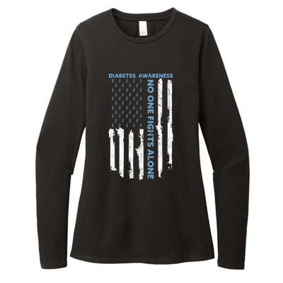 Diabetes Awareness Month American Flag Warrior T1 T2 Womens CVC Long Sleeve Shirt