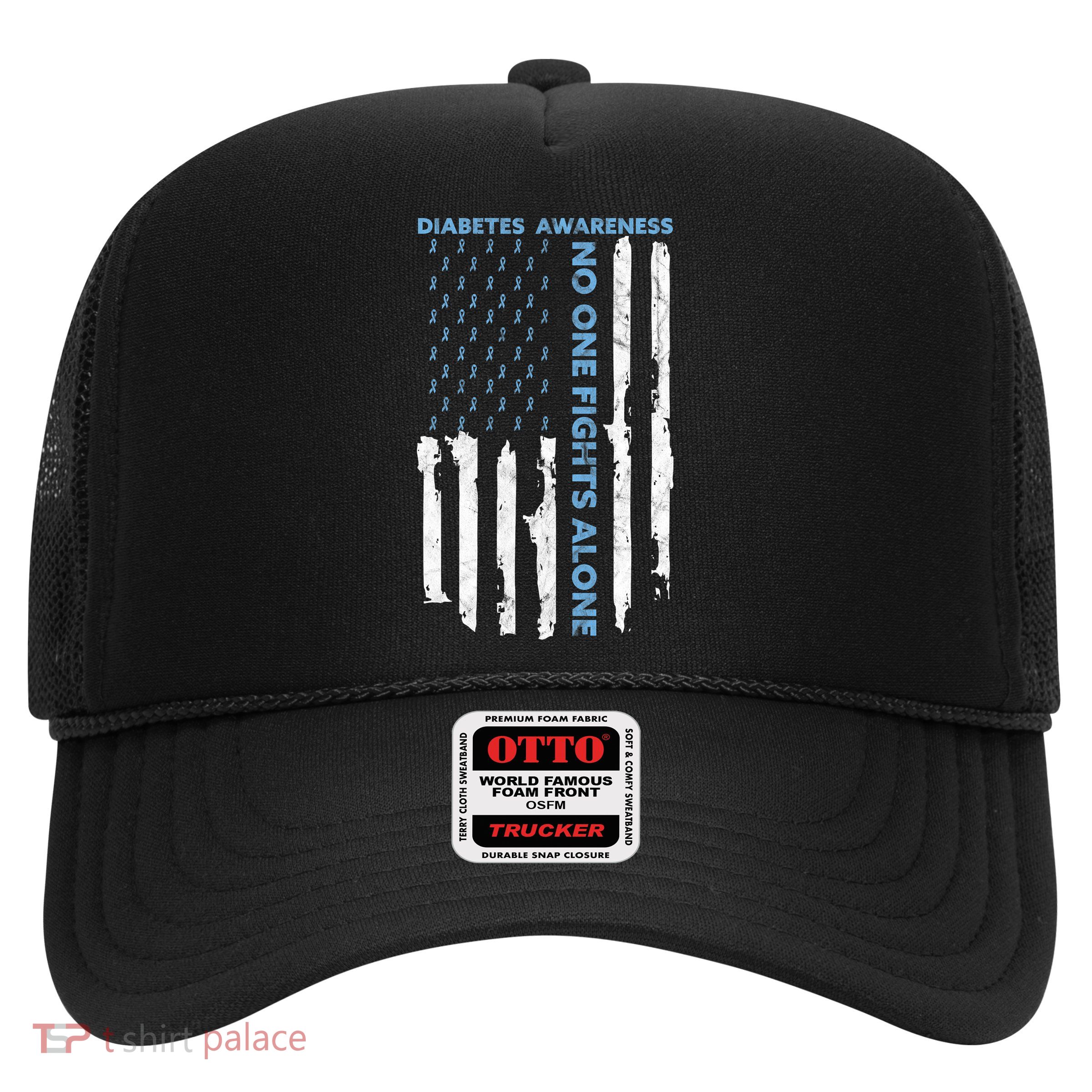 Diabetes Awareness Month American Flag Warrior T1 T2 Trucker Hat