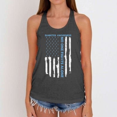 Diabetes Awareness Month American Flag Warrior T1 T2 Women's Knotted Racerback Tank