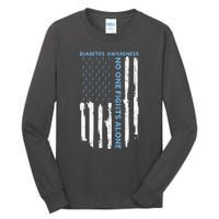 Diabetes Awareness Month American Flag Warrior T1 T2 Tall Long Sleeve T-Shirt