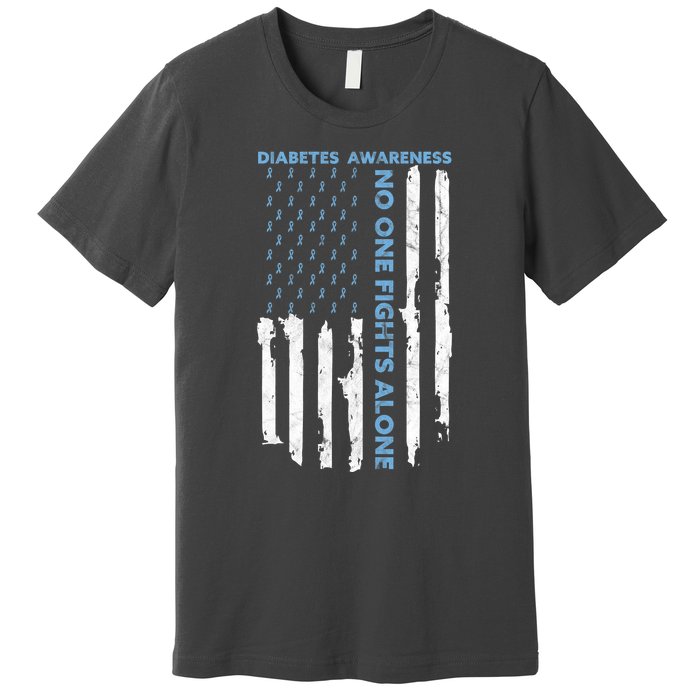 Diabetes Awareness Month American Flag Warrior T1 T2 Premium T-Shirt