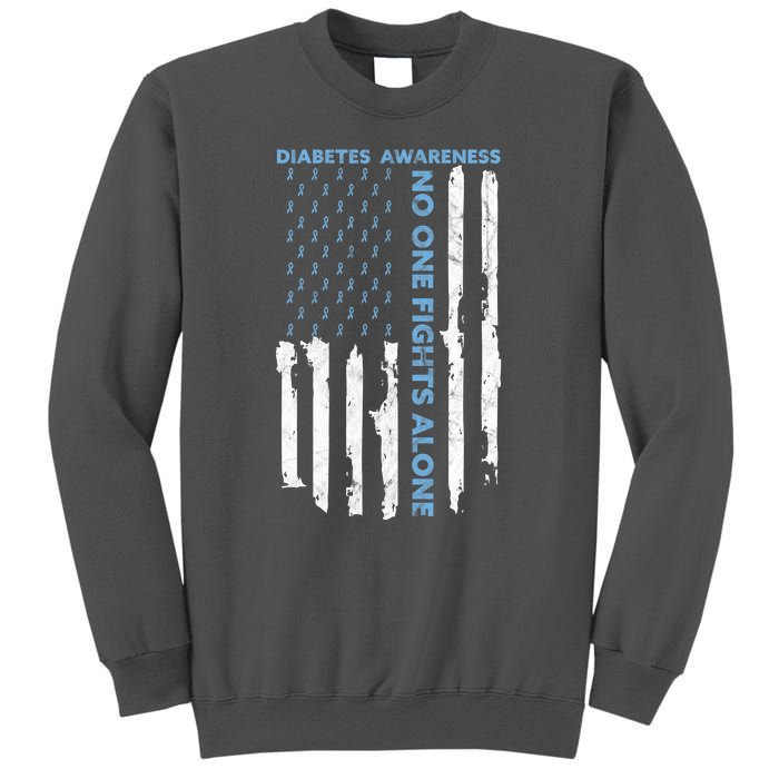 Diabetes Awareness Month American Flag Warrior T1 T2 Tall Sweatshirt