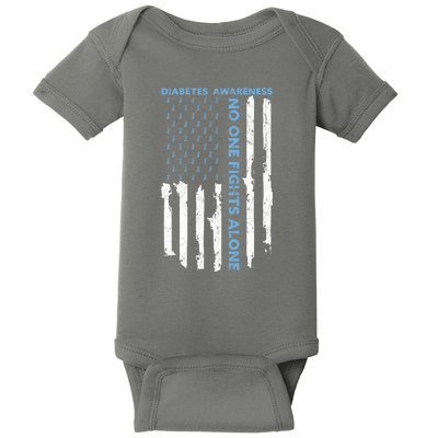 Diabetes Awareness Month American Flag Warrior T1 T2 Baby Bodysuit