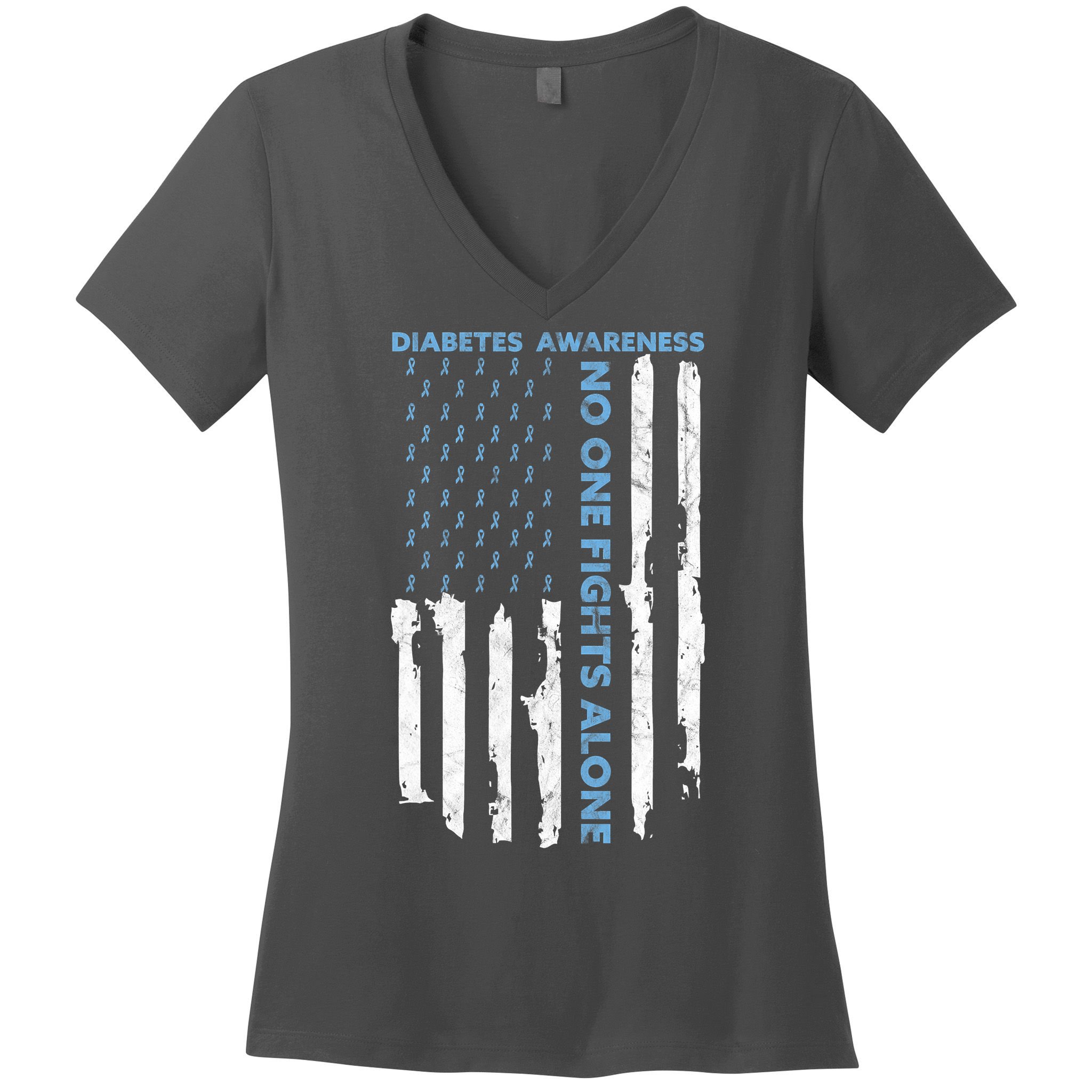 Diabetes Awareness Month American Flag Warrior T1 T2 Women's V-Neck T-Shirt
