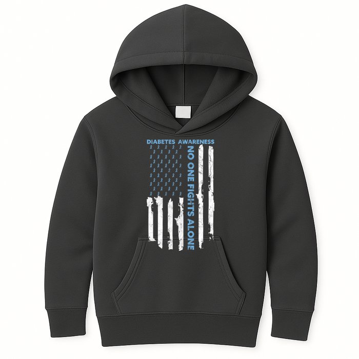 Diabetes Awareness Month American Flag Warrior T1 T2 Kids Hoodie