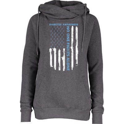 Diabetes Awareness Month American Flag Warrior T1 T2 Womens Funnel Neck Pullover Hood