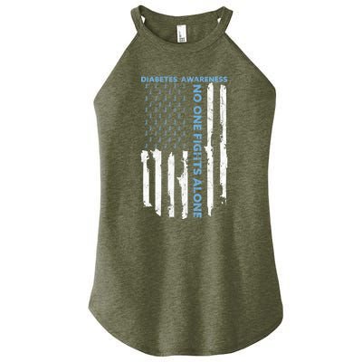 Diabetes Awareness Month American Flag Warrior T1 T2 Women's Perfect Tri Rocker Tank