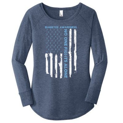 Diabetes Awareness Month American Flag Warrior T1 T2 Women's Perfect Tri Tunic Long Sleeve Shirt