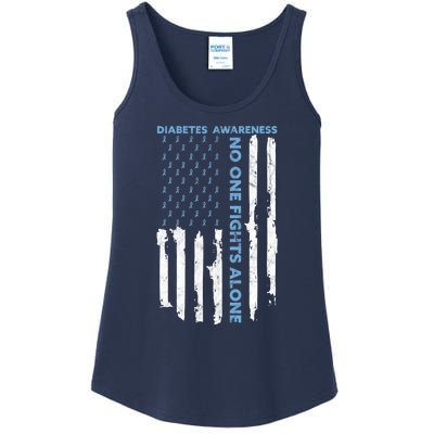 Diabetes Awareness Month American Flag Warrior T1 T2 Ladies Essential Tank