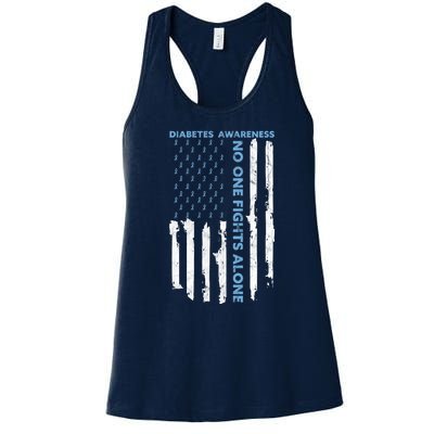 Diabetes Awareness Month American Flag Warrior T1 T2 Women's Racerback Tank