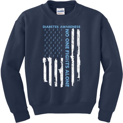 Diabetes Awareness Month American Flag Warrior T1 T2 Kids Sweatshirt