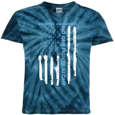 Diabetes Awareness Month American Flag Warrior T1 T2 Kids Tie-Dye T-Shirt