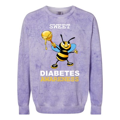 Diabetes Awareness Month Great Gift Sweet Diabetic Bee Diabetes Cool Gift Colorblast Crewneck Sweatshirt