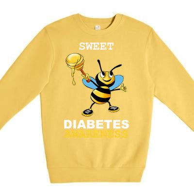 Diabetes Awareness Month Great Gift Sweet Diabetic Bee Diabetes Cool Gift Premium Crewneck Sweatshirt