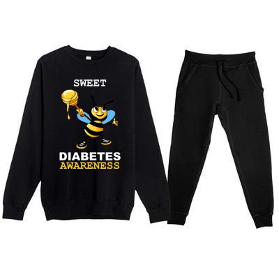 Diabetes Awareness Month Great Gift Sweet Diabetic Bee Diabetes Cool Gift Premium Crewneck Sweatsuit Set