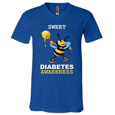 Diabetes Awareness Month Great Gift Sweet Diabetic Bee Diabetes Cool Gift V-Neck T-Shirt