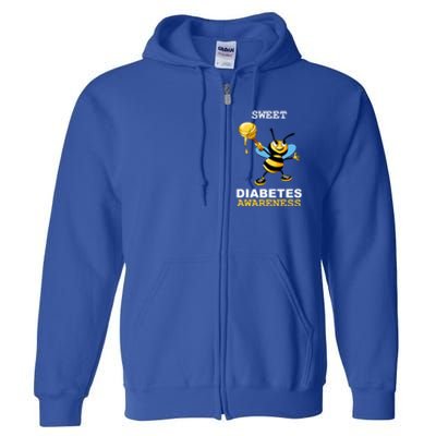 Diabetes Awareness Month Great Gift Sweet Diabetic Bee Diabetes Cool Gift Full Zip Hoodie