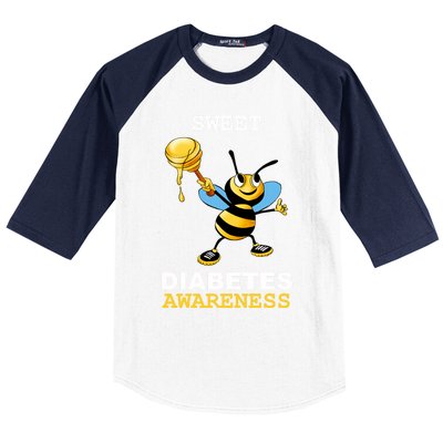 Diabetes Awareness Month Great Gift Sweet Diabetic Bee Diabetes Cool Gift Baseball Sleeve Shirt