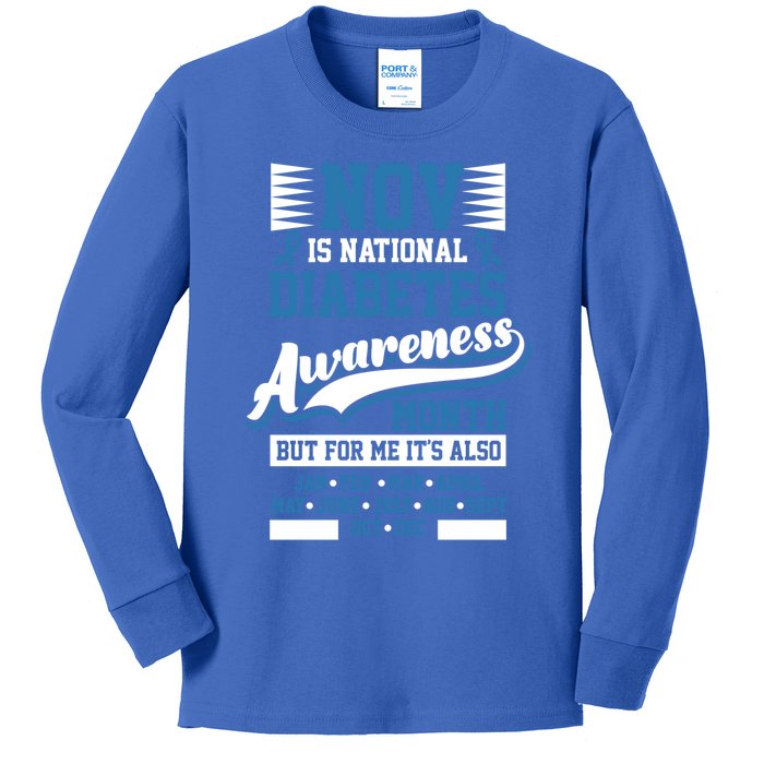 Diabetes Awareness Month T1 T2 Cute Gift Kids Long Sleeve Shirt