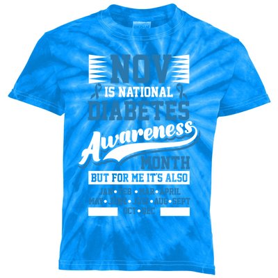 Diabetes Awareness Month T1 T2 Cute Gift Kids Tie-Dye T-Shirt