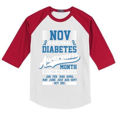 Diabetes Awareness Month T1 T2 Cute Gift Kids Colorblock Raglan Jersey