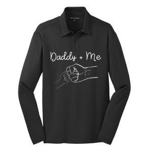 Daddy And Me Best Dad Ever Fist Bump Funny Fathers Day Silk Touch Performance Long Sleeve Polo