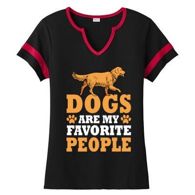 Dogs Are My Favorite People Golden Retriever Lover Gift Ladies Halftime Notch Neck Tee